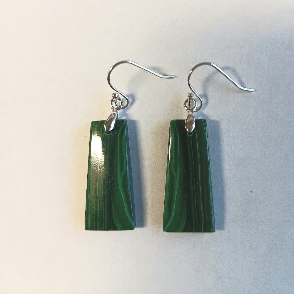 Malachite Gemstone Earrings with 925 Sterling Silver Findings